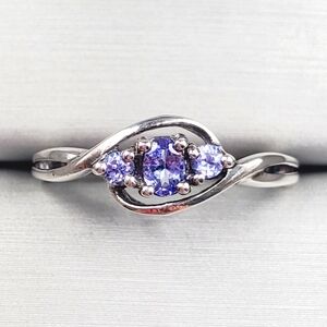 Genuine Oval & Round Tanzanite 925 Sterling Silver Three Stone Dainty Twist Ring